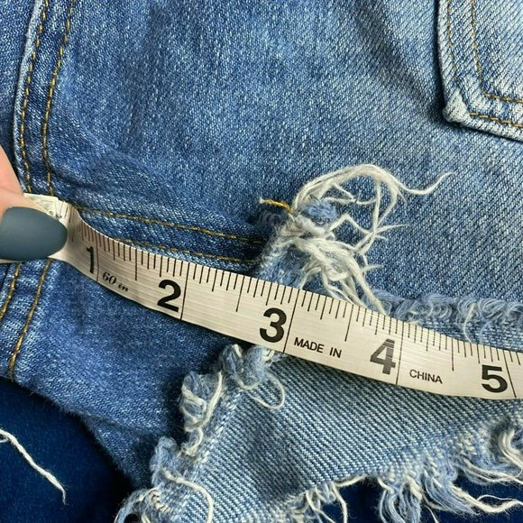 Free People Medium Wash Denim Cut Off Button Fly Shorts - Picture 8 of 8